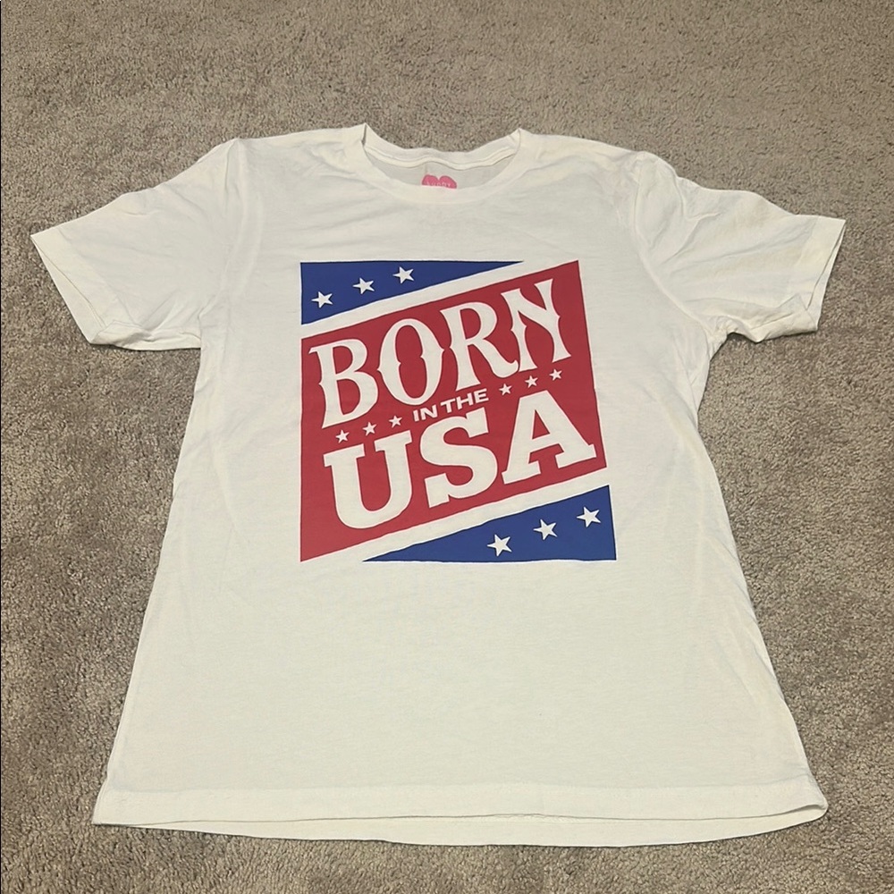 Buddy Love Born in the USA White Graphic T-Shirt